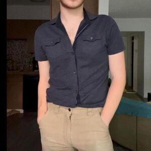 Banana-republic Men's Navy and Blue Shirt